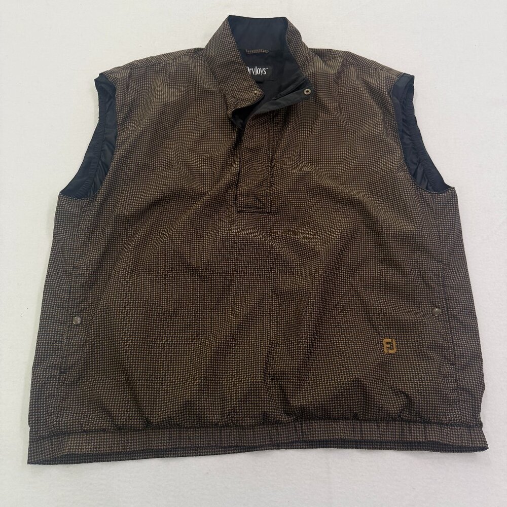FootJoy Golf Vest DryJoys Mens XXL Brown Black Houndstooth Pullover Jacket
